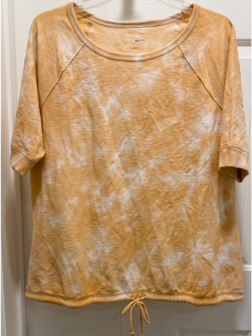 Sonoma womens Large orange white tie dye jersey shirt short Sleeves drawstring